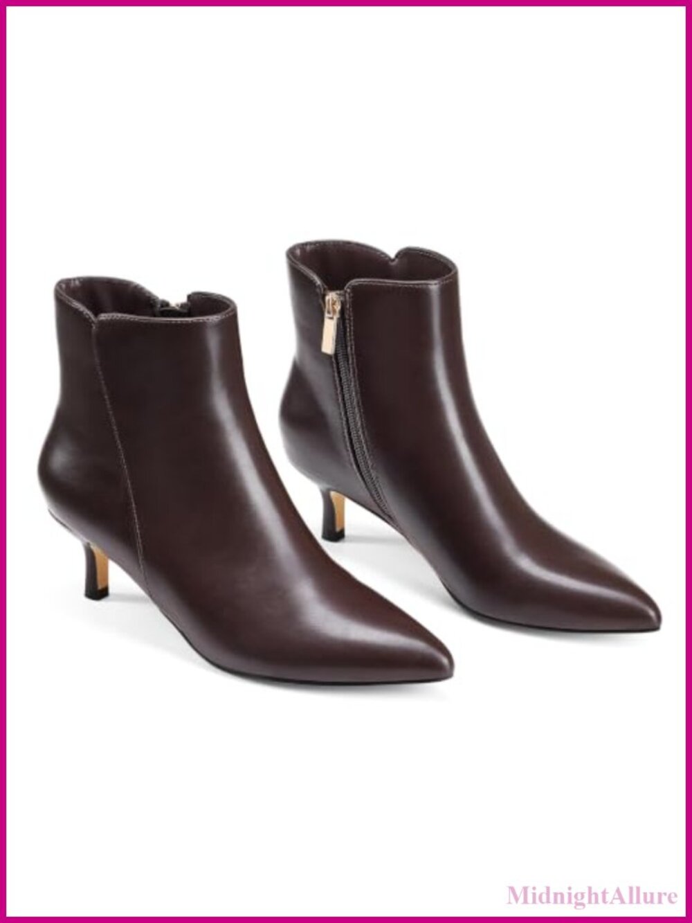Women's Faux Suede Kitten Heel Ankle Booties Pointed Toe Side Zip